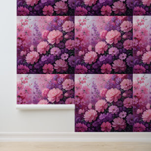 Pink & Purple Floral Dream - Peel and Stick Wallpaper