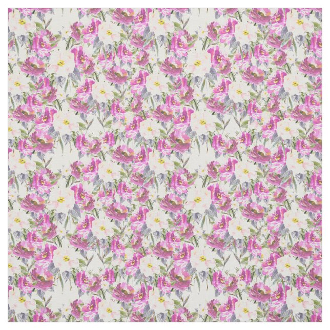 Pink Purple Floral Fabric (Swatch)