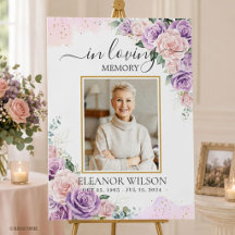 Pink Purple Floral Funeral Memorial Picture Photo