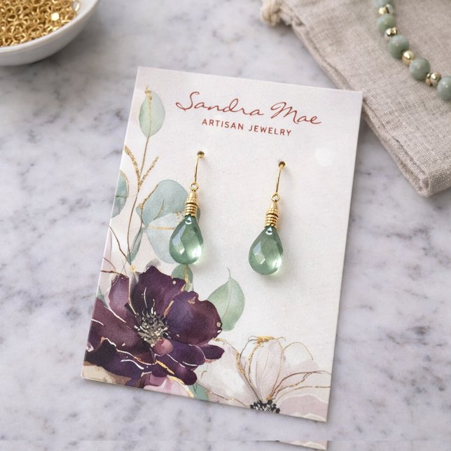 Pink Purple Floral Gold Jewelry Display Card (Creator Uploaded)