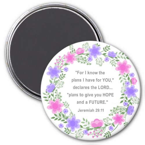 Pink  Purple Floral Jeremiah 2911 Round Magnet