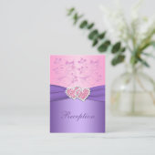 Pink, Purple Floral Joined Hearts Enclosure Card (Standing Front)
