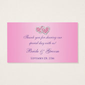 Pink, Purple Floral Joined Hearts Favor Tag (Back)