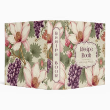 Pink Purple Floral Kitchen Recipe Binder Organizer