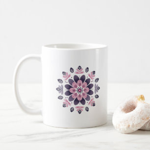 Pink & Purple Floral Mandala - Scandinavian Coffee Mug