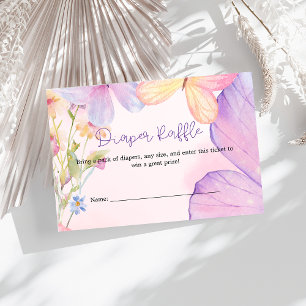 Pink Purple Floral Oh Baby Butterfly Baby Shower Enclosure Card