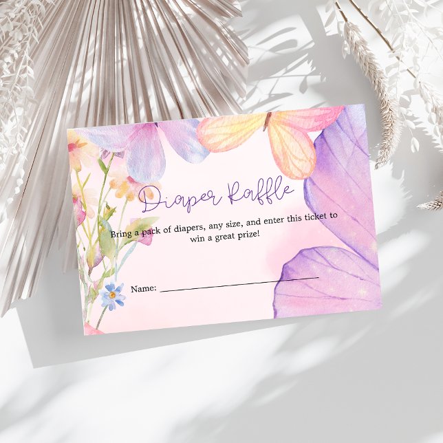 Pink Purple Floral Oh Baby Butterfly Baby Shower Enclosure Card (Creator Uploaded)