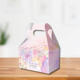 Pink Purple Floral Oh Baby Butterfly Baby shower Favor Boxes
