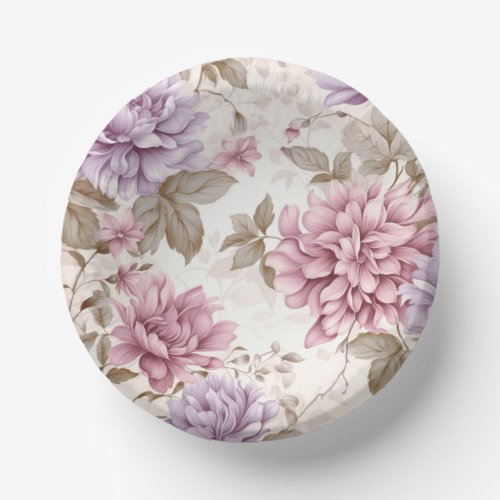 Pink Purple Floral Paper Bowl