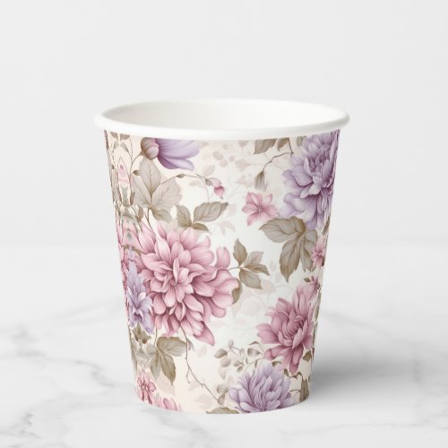 Pink Purple Floral Paper Cups