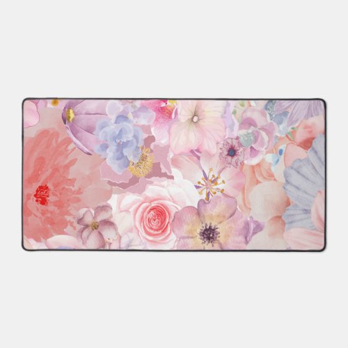 Pink & Purple Floral Pattern Desk Mat