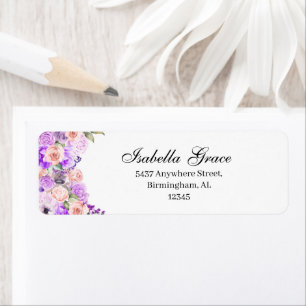 Pink & Purple Floral Return Address Label