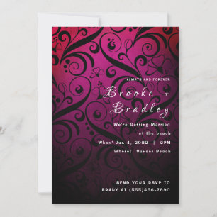 Pink‑Purple Floral Swirl Wedding Invitation