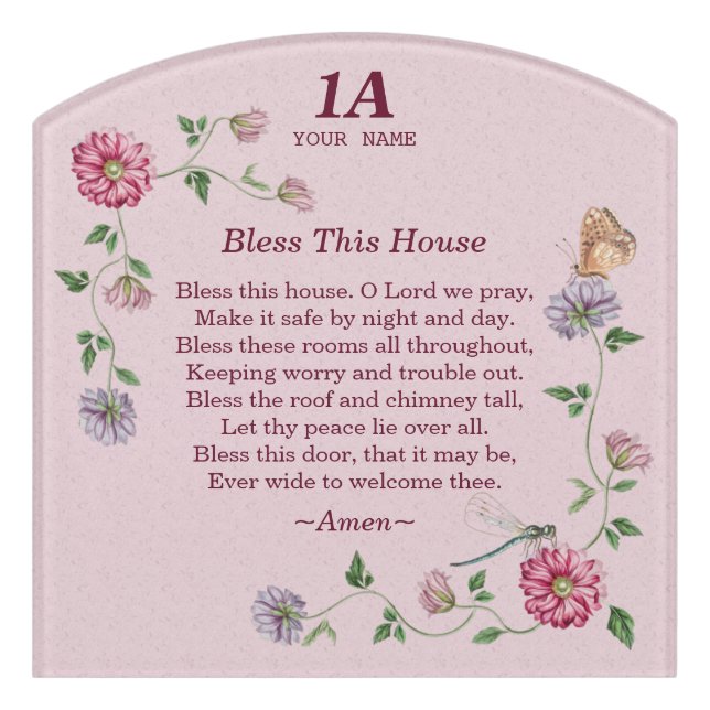 Pink & Purple Floral Vine Apartment Door Sign (Contour Front)