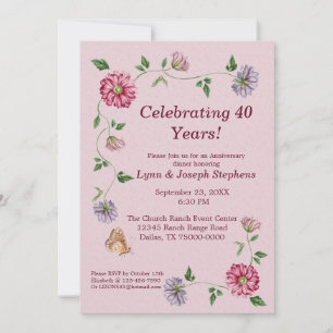 Pink & Purple Floral Vine Invitation