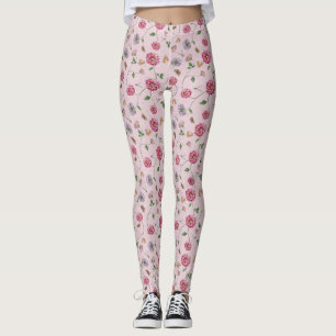 Pink & Purple Floral Vine Leggings