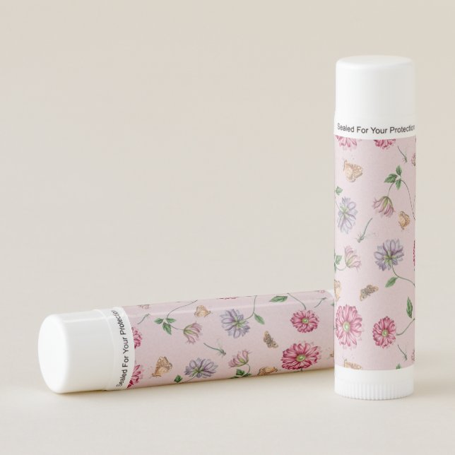 Pink & Purple Floral Vine   Lip Balm (Front)