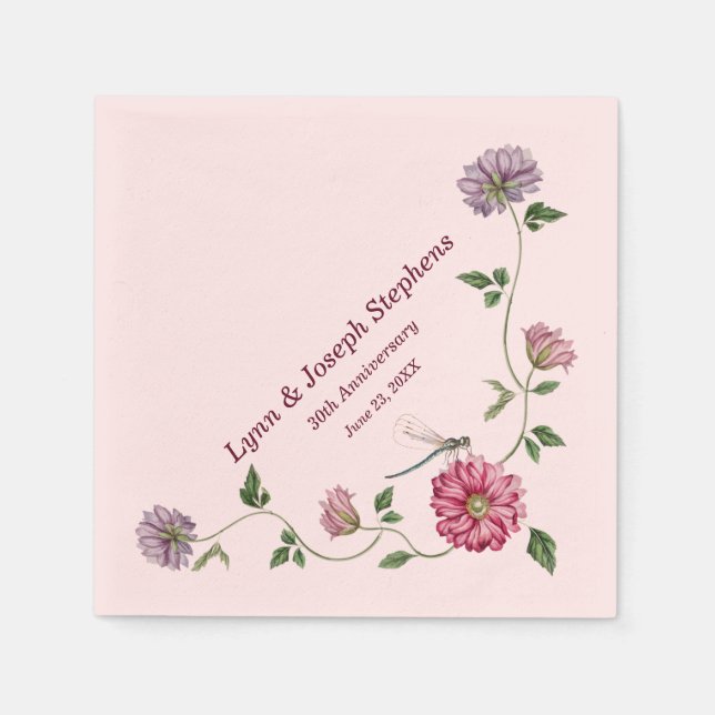 Pink & Purple Floral Vine   Napkins (Front)