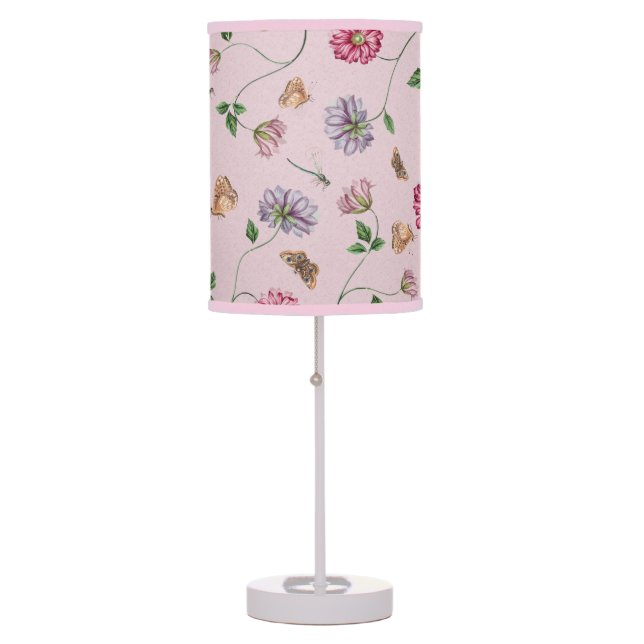 Pink & Purple Floral Vine   Table Lamp (Front)