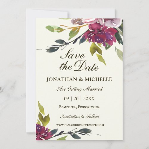 Pink Purple Floral Watercolor Christian Wedding Save The Date