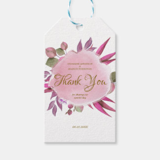 Pink Purple Floral Wedding Thank You Gift Tags
