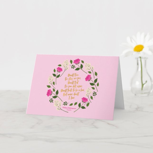Pink Purple Floral William Shakespeare Never Doubt Card (Small Plant)