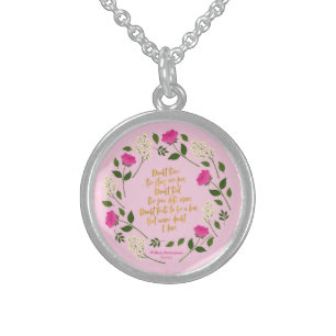Pink Purple Floral William Shakespeare Never Doubt Sterling Silver Necklace
