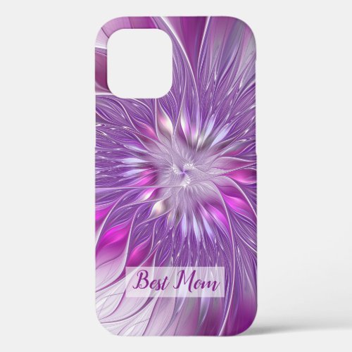 Pink Purple Flower Abstract Fractal Art Best Mom iPhone 12 Case