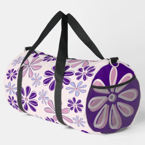 Pink Purple Flower Doodle Pattern Duffle Bag