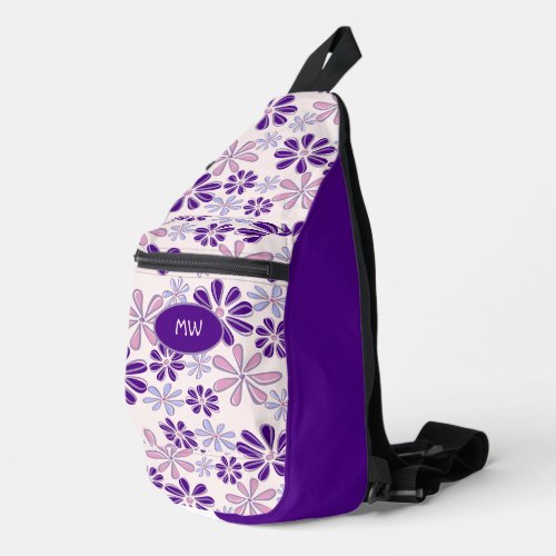 Pink Purple Flower Doodle Pattern Sling Bag