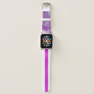 Pink Purple Flower Passion Abstract Art Name Apple Watch Band