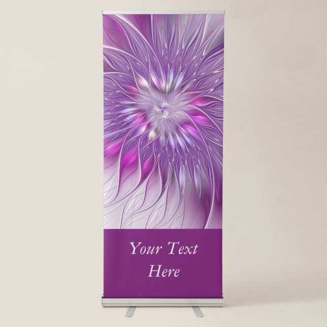 Pink Purple Flower Passion Abstract Art Text Retractable Banner (Front)