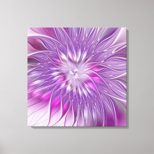 Pink Purple Flower Passion Abstract Art Triptych Canvas Print