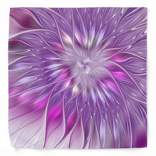 Pink Purple Flower Passion Abstract Fractal Art Bandana