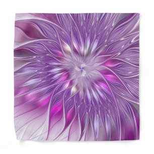 Pink Purple Flower Passion Abstract Fractal Art Bandana