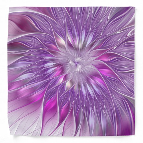 Pink Purple Flower Passion Abstract Fractal Art Bandana