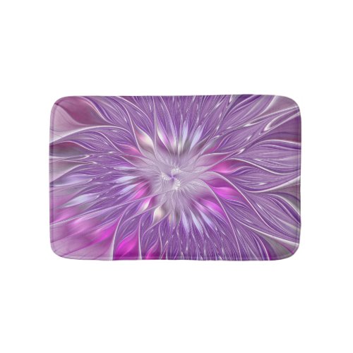 Pink Purple Flower Passion Abstract Fractal Art Bath Mat