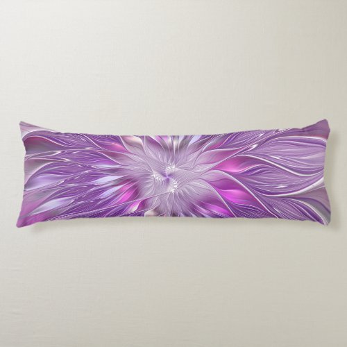 Pink Purple Flower Passion Abstract Fractal Art Body Pillow