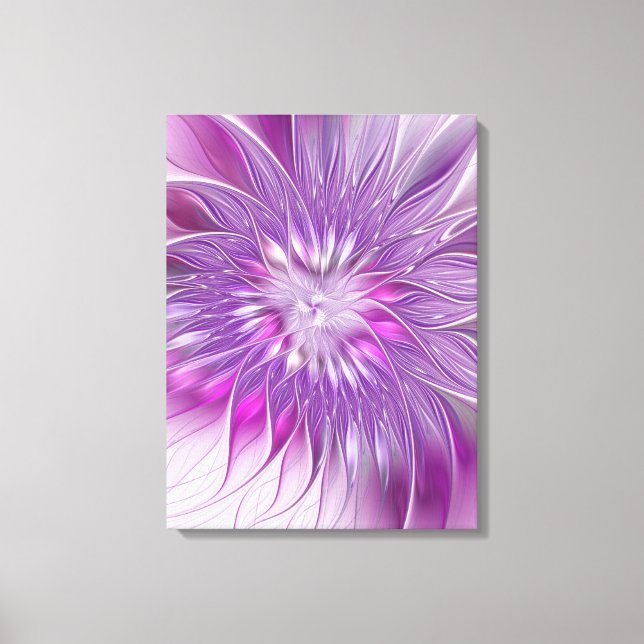 Pink Purple Flower Passion Abstract Fractal Art Canvas Print (Front)