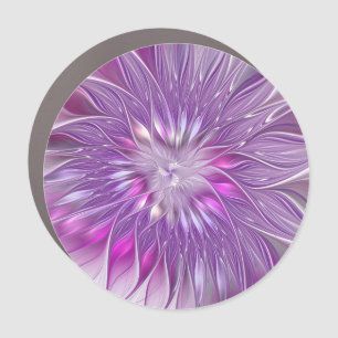Pink Purple Flower Passion Abstract Fractal Art Car Magnet