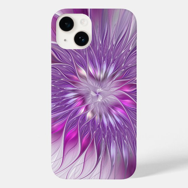 Pink Purple Flower Passion Abstract Fractal Art Case-Mate iPhone Case (Back)