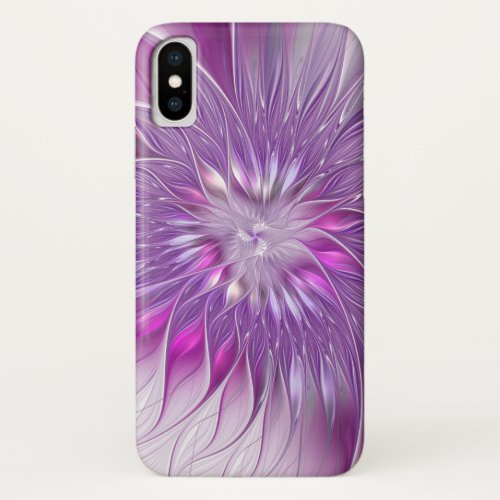 Pink Purple Flower Passion Abstract Fractal Art iPhone XS Case