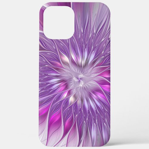 Pink Purple Flower Passion Abstract Fractal Art iPhone 12 Pro Max Case
