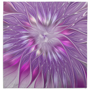 Pink Purple Flower Passion Abstract Fractal Art Cloth Napkin