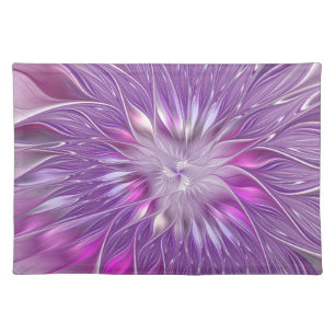 Pink Purple Flower Passion Abstract Fractal Art Cloth Placemat