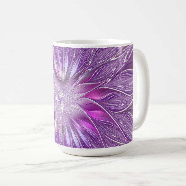 Pink Purple Flower Passion Abstract Fractal Art Coffee Mug (Front Right)