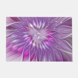 Pink Purple Flower Passion Abstract Fractal Art Doormat