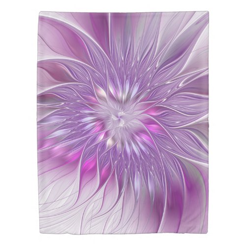 Pink Purple Flower Passion Abstract Fractal Art Duvet Cover