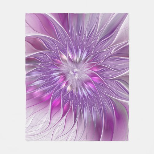 Pink Purple Flower Passion Abstract Fractal Art Fleece Blanket