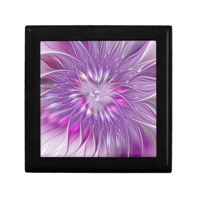 Pink Purple Flower Passion Abstract Fractal Art Gift Box (Front)